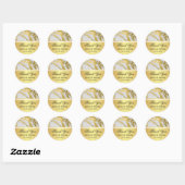 Sticker Rond Élégant Abstrait or et Mariage Marbre blanc (Feuille)