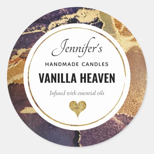 Sticker Rond Élégant Agate Abstrait Alcool Encre d'affaires (Devant)