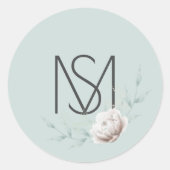 Sticker Rond Elégant Albâtre Aquarelle Peony (Devant)