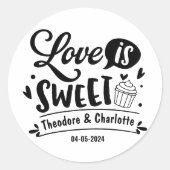 Sticker Rond Élégant amour est douce calligraphie Mariage de co (Devant)