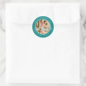 Sticker Rond Élégant amour Turquoise est doux photo Mariage (Sac)