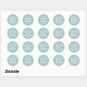 Sticker Rond Elégant Aqua Blue Monogram savon fait main (Feuille)