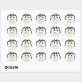 Sticker Rond Elégant Aquarelle Coquette Black Bow Sweet 16 (Feuille)
