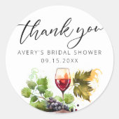 Sticker Rond Élégant Aquarelle Dégustation de Vin Merci  (Devant)