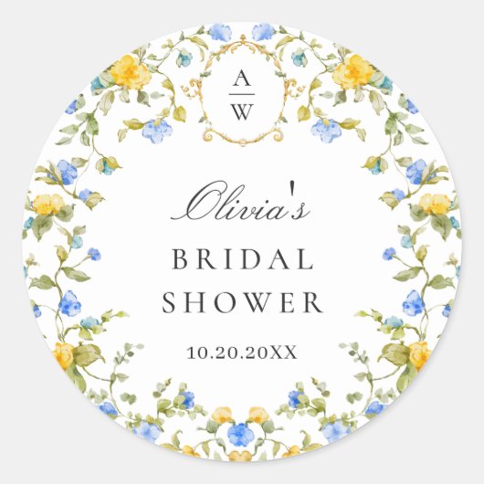 Sticker Rond Elégant Aquarelle Fleurs sauvages Mariage (Devant)