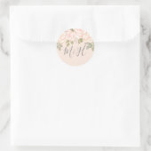 Sticker Rond Elégant aquarelle Monogramme Foliage Floral (Sac)