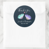 Sticker Rond Elégant Aquarelle Papillon Duo Mariage Merci (Sac)