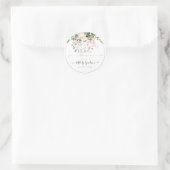 Sticker Rond Élégant Aquarelle Rose Pâle Eucalyptus Mariage (Sac)