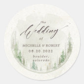 Sticker Rond Elégant Aquarelle Rustique Pins Arbres (Devant)