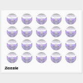 Sticker Rond Elégant Argent et Lavande violet Mariage (Feuille)
