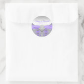 Sticker Rond Elégant Argent et Lavande violet Mariage (Sac)