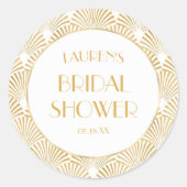 Sticker Rond Élégant Art Déco Géométrique Doré pour Enterrement (Devant)