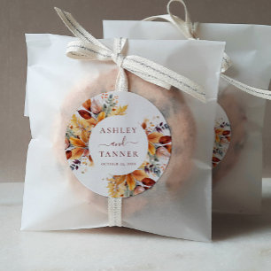 Sticker Rond Élégant automne Feuilles Mariage automne