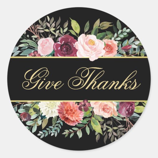Sticker Rond Elégant automne floral donner merci (Devant)