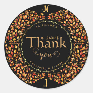 Sticker Rond Élégant automne laisse Rustique Mariage en terre c