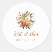 Sticker Rond Elegant Autumn Floral Bouquet Wedding (Devant)