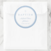 Sticker Rond Elegant Baby Blue Cross Boy Baptism (Sac)