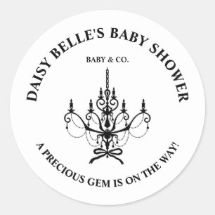 Sticker Rond Élégant Baby & Co Chandelle Noir Baby Shower