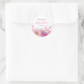 Sticker Rond Elégant Baby shower à l'aquarelle Script main (Sac)