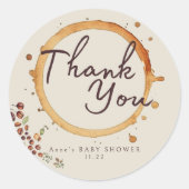 Sticker Rond Elégant Baby shower À Thème Café (Devant)