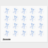Sticker Rond Élégant Baby shower bleu boue (Feuille)