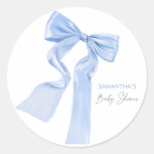 Sticker Rond Élégant Baby shower bleu boue (Devant)