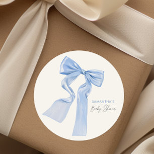 Sticker Rond Élégant Baby shower bleu boue