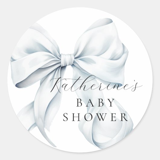 Sticker Rond Élégant Baby shower bleu boue (Devant)