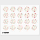 Sticker Rond Elégant Baby shower Coquette Cerises d'Aquarelle (Feuille)