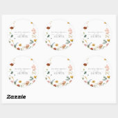 Sticker Rond Elégant Baby shower d'aquarelle Fleurs de Jardin (Feuille)