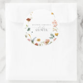 Sticker Rond Elégant Baby shower d'aquarelle Fleurs de Jardin (Sac)