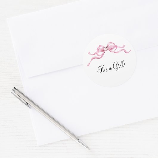 Sticker Rond Élégant Baby shower de cabot rose