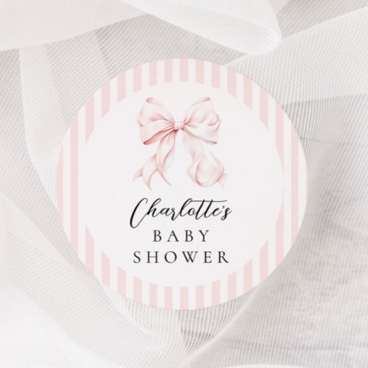 Sticker Rond Élégant Baby shower de cabot rose