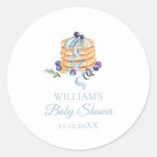 Sticker Rond Élégant Baby shower de cancake aux bleuets françai