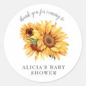 Sticker Rond Elégant Baby shower de tournesol de pays (Devant)
