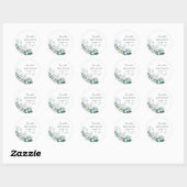 Sticker Rond Elégant baby shower d'eucalyptus aquarelle (Feuille)