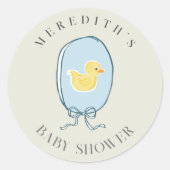 Sticker Rond Élégant Baby shower en caoutchouc Ducky (Devant)