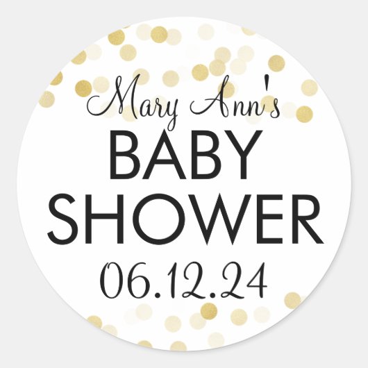 Sticker Rond Élégant Baby shower Faux Gold Foil Parties scintil (Devant)