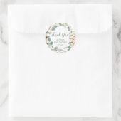 Sticker Rond Elégant Baby shower Floral Eucalyptus (Sac)