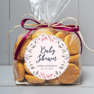 Sticker Rond Élégant Baby shower Floral Roses Roses Roses Roses