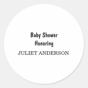 Sticker Rond Élégant Baby shower minimaliste noir et blanc