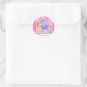 Sticker Rond Élégant Baby shower princesse rose et pourpre (Sac)
