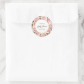 Sticker Rond Élégant Baby shower rose (Sac)