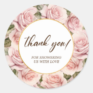 Sticker Rond Élégant Baby shower rose