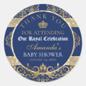 Sticker Rond Élégant Baby shower Royal Prince (Devant)