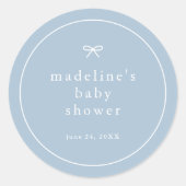 Sticker Rond Elégant Baby shower simple Dusty Blue Boys (Devant)
