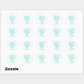 Sticker Rond Elégant Baby shower Turquoise Little Beach Babe (Feuille)