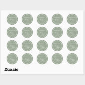 Sticker Rond Élégant Baby shower vert Sage Script (Feuille)