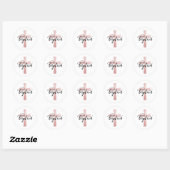 Sticker Rond Élégant Baptême croisé blush Favoriser les autocol (Feuille)