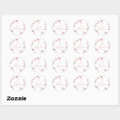 Sticker Rond Élégant Baptême Papillon rose doux (Feuille)